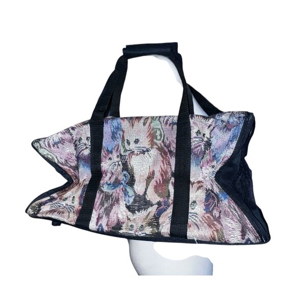 Retro Cat Pattern Pet Cat Carrier Bag with Shoulder Strap and Handle - Picture 10 of 10